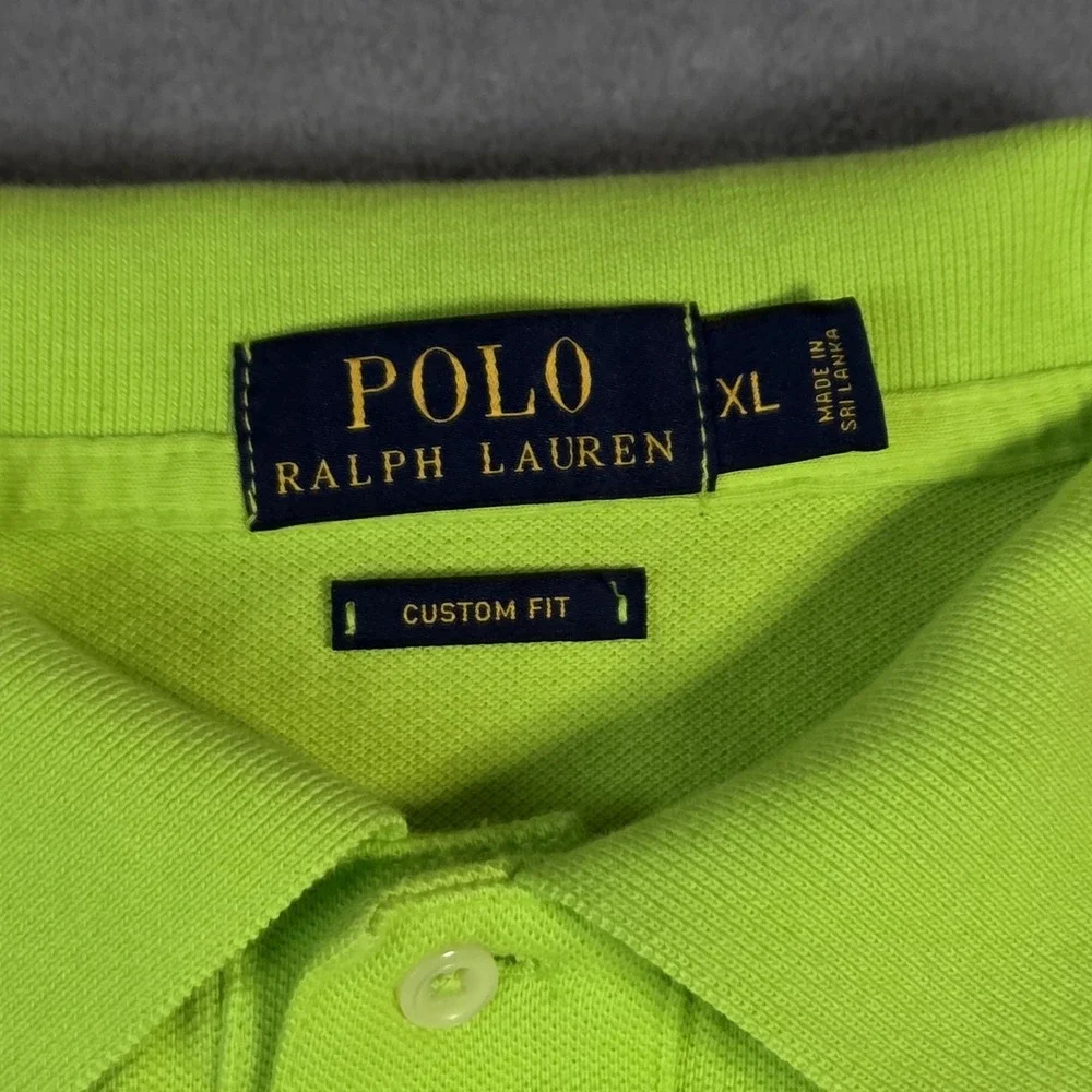 Polo Ralph Lauren‎ Men's XL Lime Green Polo Custom Fit Orange Pony